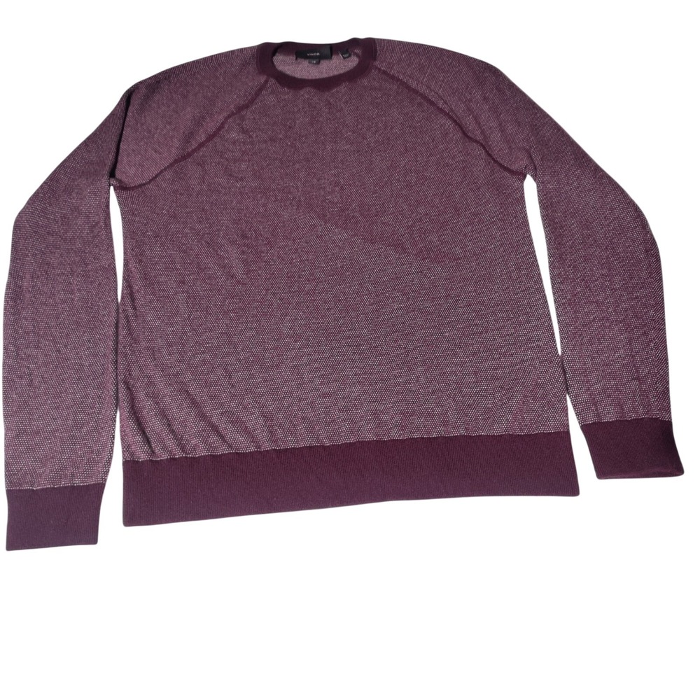 Vince Birdseye Raglan Wool-Cashmere Sweater Men's L Deep Wine _ Imperfect